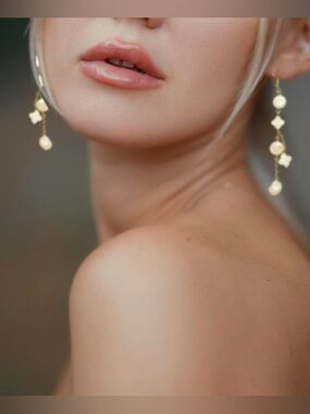 Freshwater Pearl Gold Chain Drop Statement Long Swing Earrings